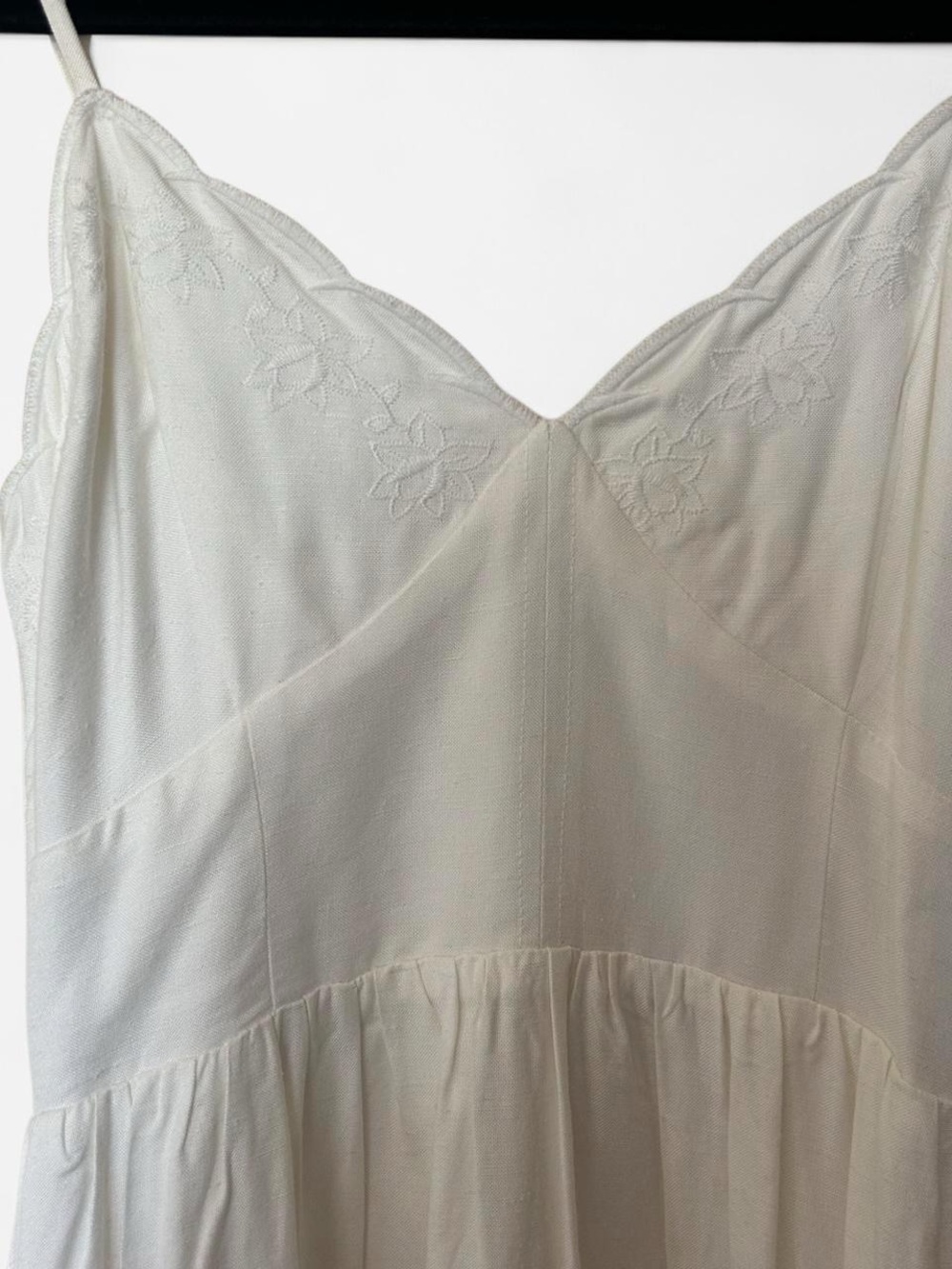 White Eyelet Midi Sundress with Scalloped Bodice - Picture 5 of 10